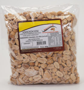 Amendoim sem pele salgado com alho laminado 400g